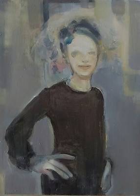 "About her" - oil on board - Painting by Gillian Appleby, an artist from Auckland, New Zealand.