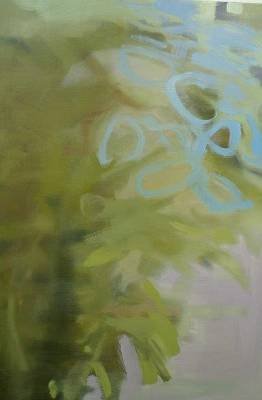 "Foliage -At Red Peach Gallery" - oil on large canvas - Painting by Gillian Appleby, an artist from Auckland, New Zealand.